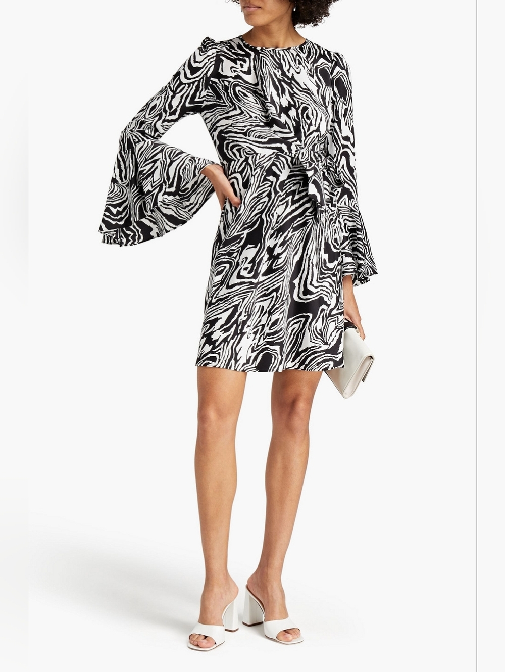 Diane Vin Furstenburg‎ Delancey Zebra-print Satin-crepe Mini Dress In Black